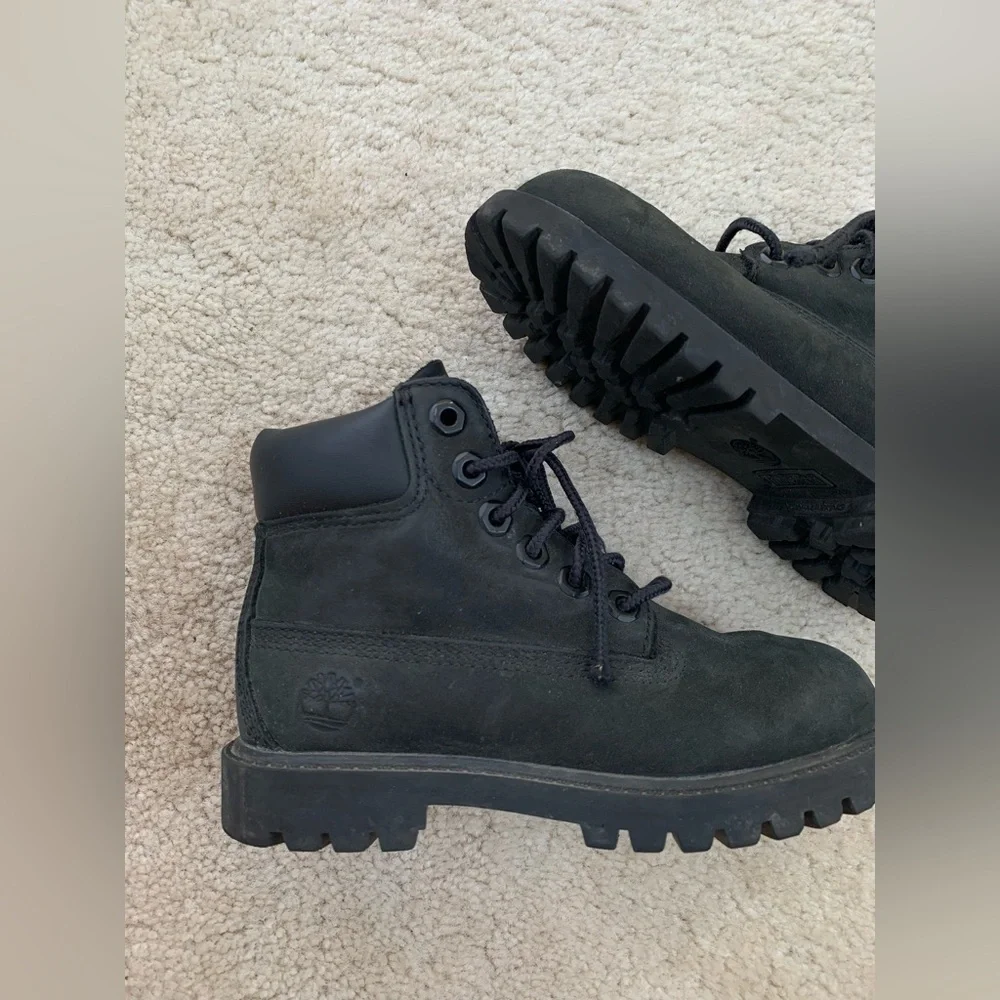 Timberland Toddler Size 10 Black Leather Primaloft Lace-Up Boots